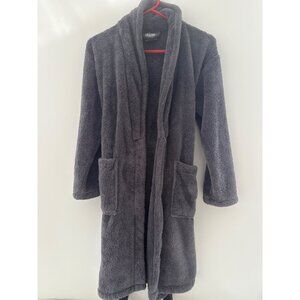 Unisex Bathrobe Sz‎ Lg Gray Soft Plush Microfiber Terry Cloth 38” BC Bare Cotton